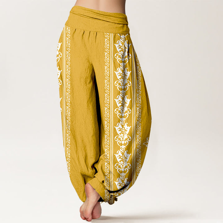 Pantalones Buddha Stones de algodón puro con diseño de flores de loto, doble dorje, vajra, Namaste y Om, con cintura elástica para mujer - image 18