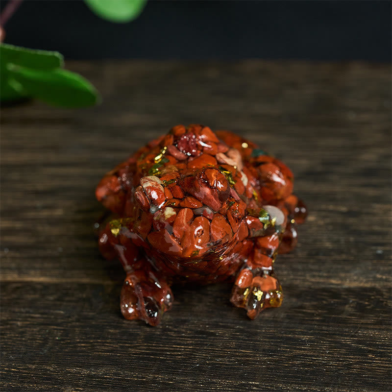 Estatua decorativa de rana pequeña con Buddha Stones, resina con gotas de cristal y pasión - image 2