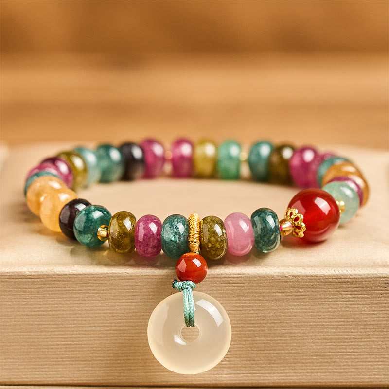 Pulsera de amor con hebilla de la paz de Buddha Stones, turmalina y calcedonia - image 1