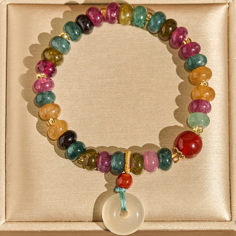 Pulsera de amor con hebilla de la paz de Buddha Stones, turmalina y calcedonia - image 3