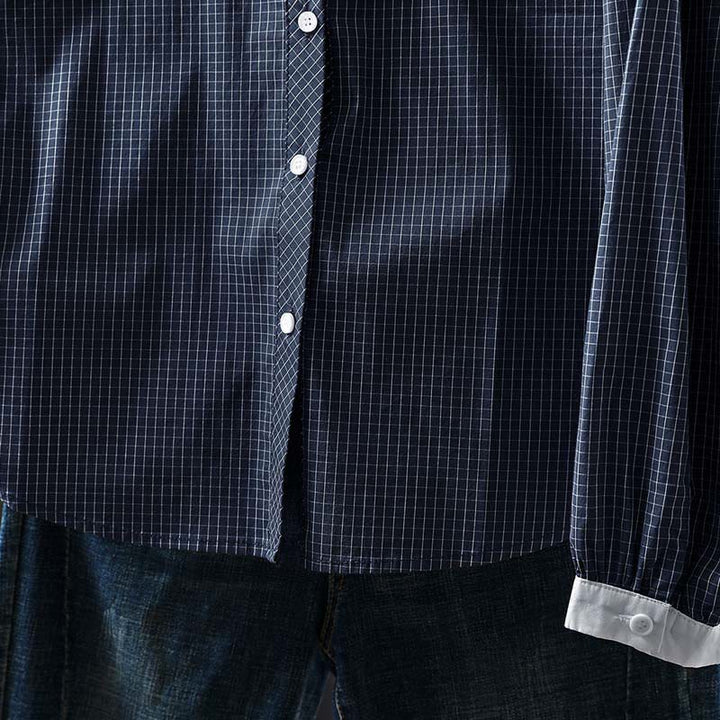 Camisa de algodón de manga larga para mujer con botones en contraste y estampado de Buddha Stones - image 2