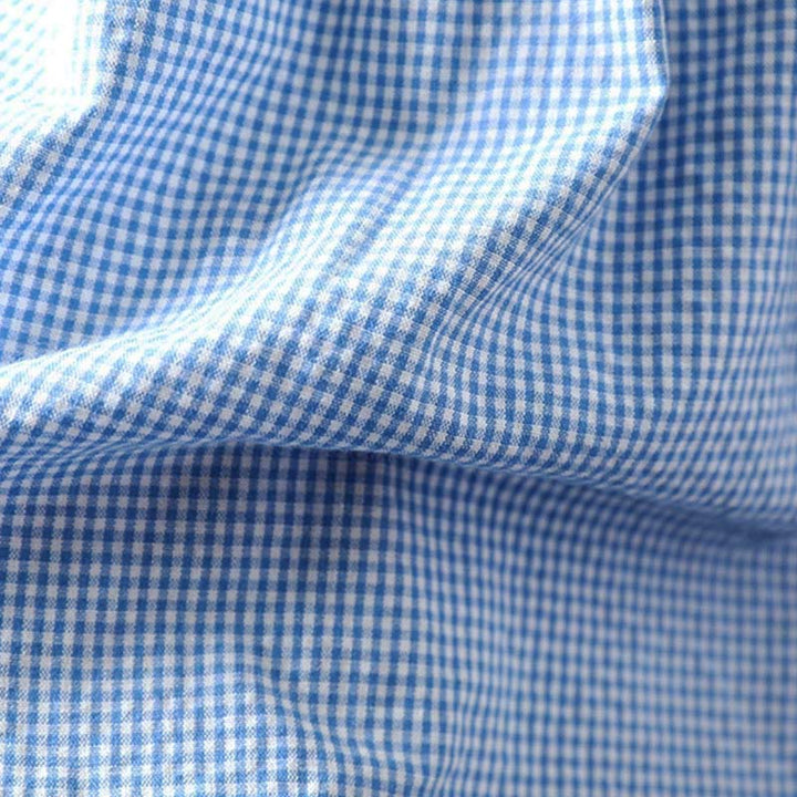 Camisa de algodón de manga larga con botones y cuadros pequeños de Buddha Stones Spring para mujer - image 10