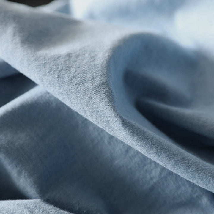 Camisa vaquera de algodón con bordado floral geométrico de Buddha Stones y manga larga con botones para mujer - image 15