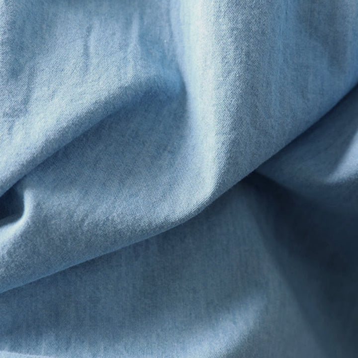 Camisa vaquera de algodón con bordado floral geométrico de Buddha Stones y manga larga con botones para mujer - image 16