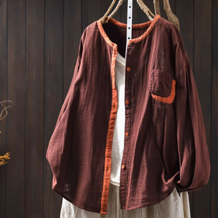 Camisa de algodón de manga larga con botones en contraste para mujer Buddha Stones Spring - Perú - US4-6, UK/AU8-10, EU36-38 (F) - image 16