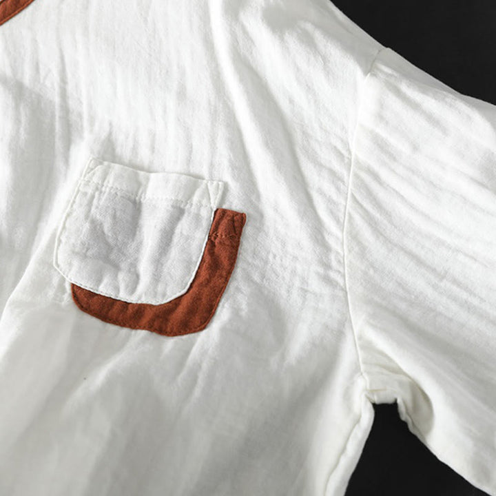 Camisa de algodón de manga larga con botones en contraste para mujer Buddha Stones Spring - image 8