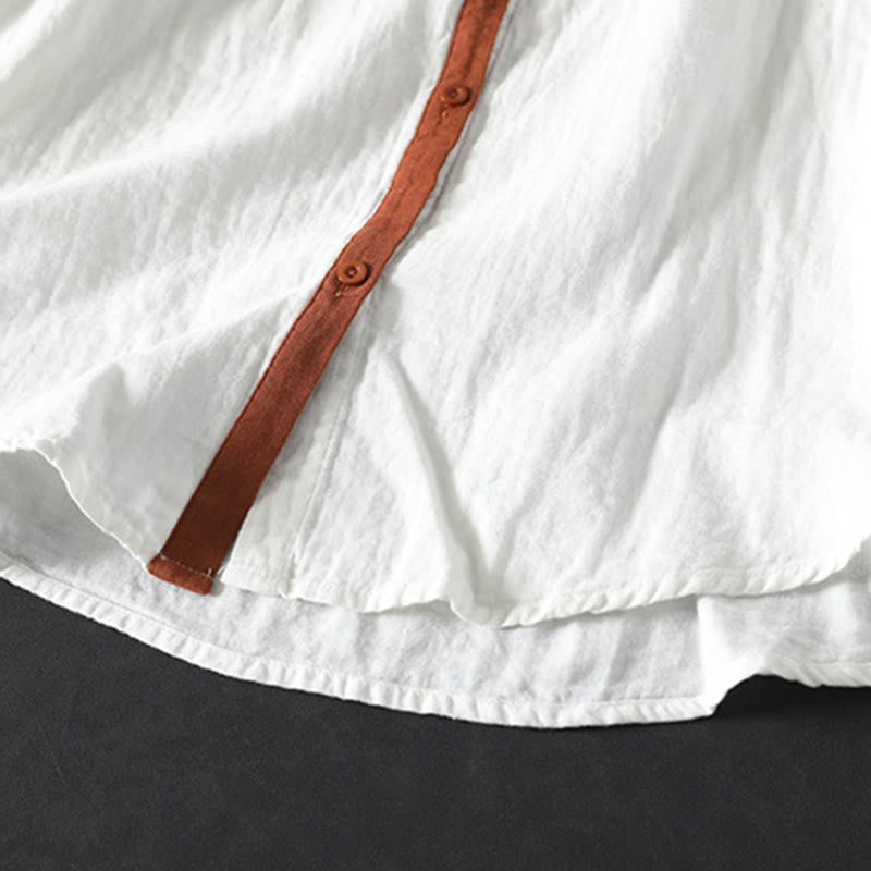 Camisa de algodón de manga larga con botones en contraste para mujer Buddha Stones Spring - image 10