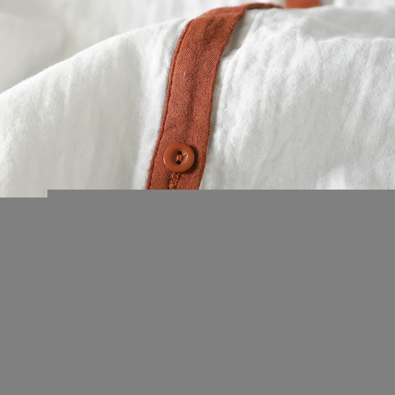 Camisa de algodón de manga larga con botones en contraste para mujer Buddha Stones Spring - image 9