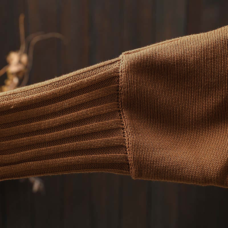 Cárdigan de punto de algodón con mangas largas de murciélago y botones florales de Buddha Stones para mujer - image 9