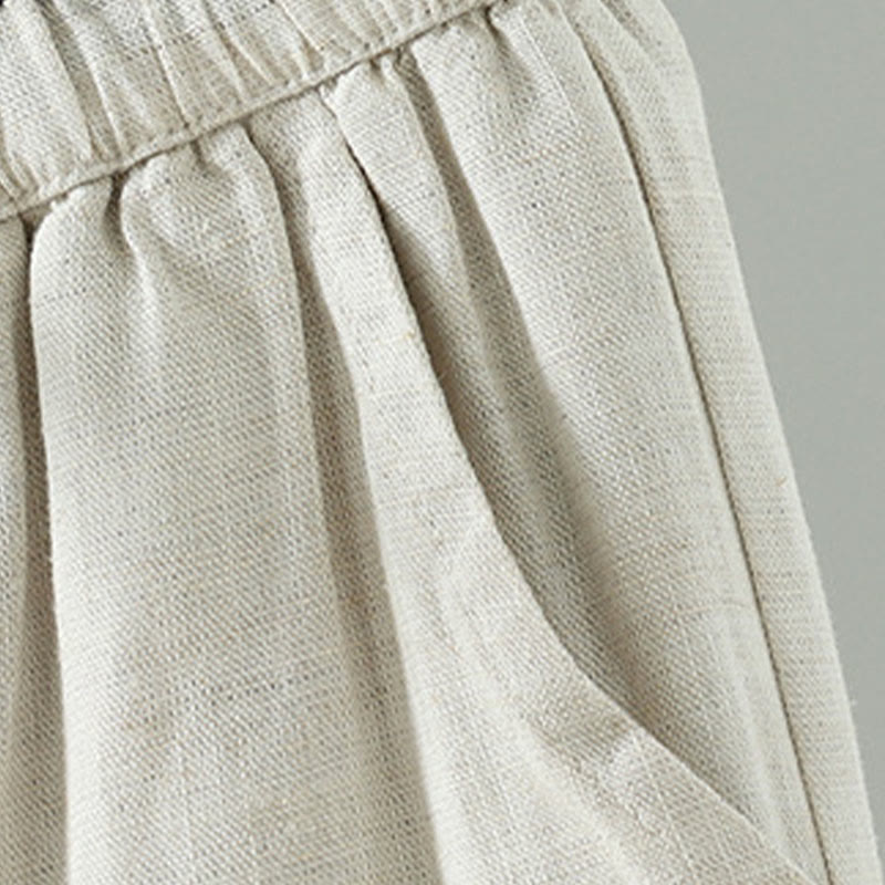 Pantalones anchos de lino y algodón con cordón ajustable de invierno para mujer con Buddha Stones y bolsillos - image 12