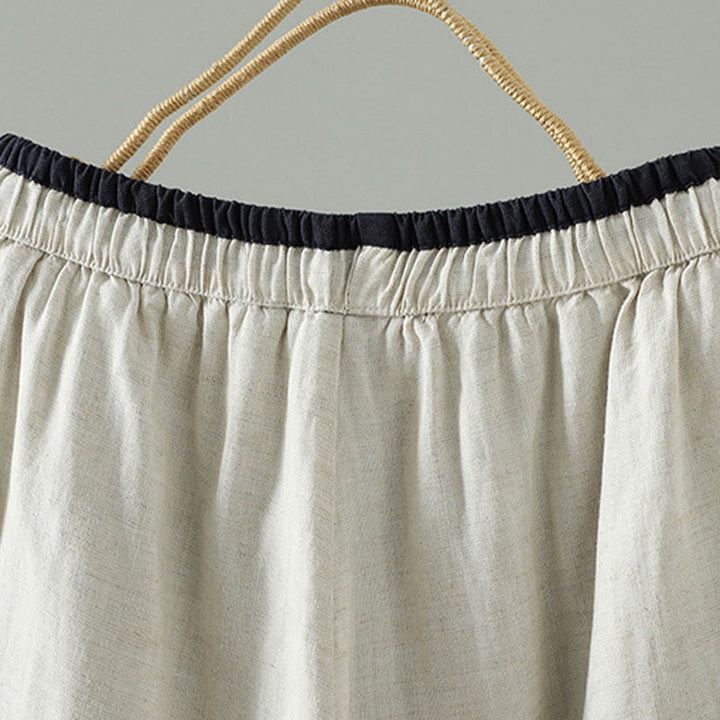 Pantalones anchos de lino y algodón con cordón ajustable de invierno para mujer con Buddha Stones y bolsillos - image 9