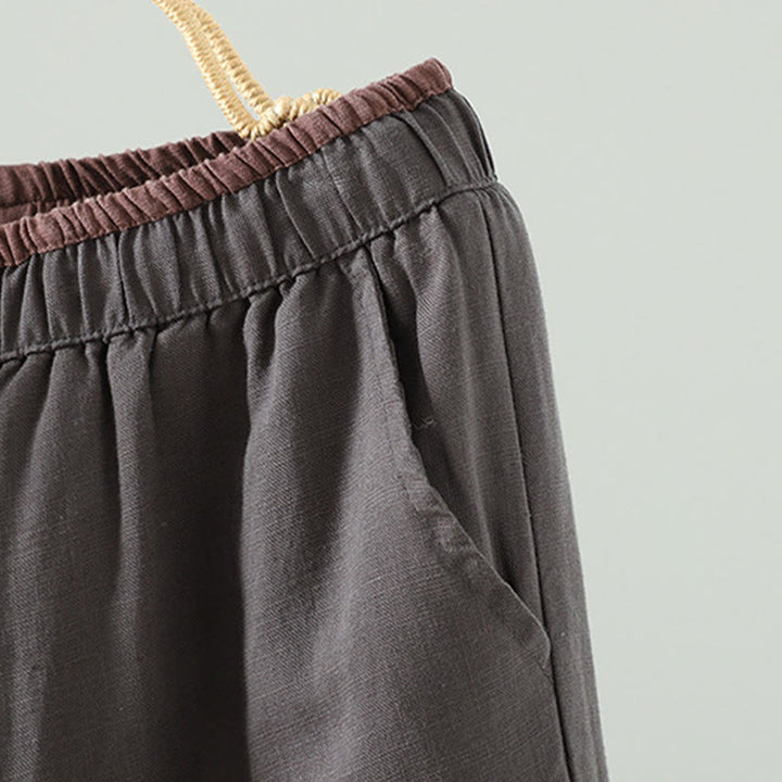 Pantalones anchos de lino y algodón con cordón ajustable de invierno para mujer con Buddha Stones y bolsillos - image 19