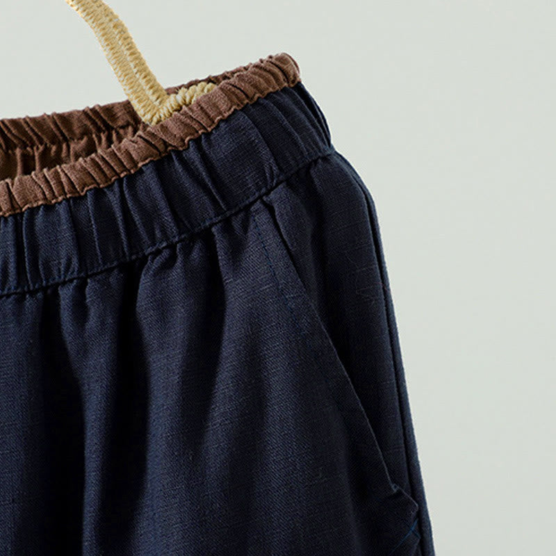 Pantalones anchos de lino y algodón con cordón ajustable de invierno para mujer con Buddha Stones y bolsillos - image 3