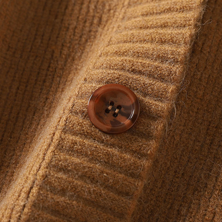 Cárdigan de punto de algodón de manga larga para mujer con cuello en V y botones de Buddha Stones para invierno - image 9