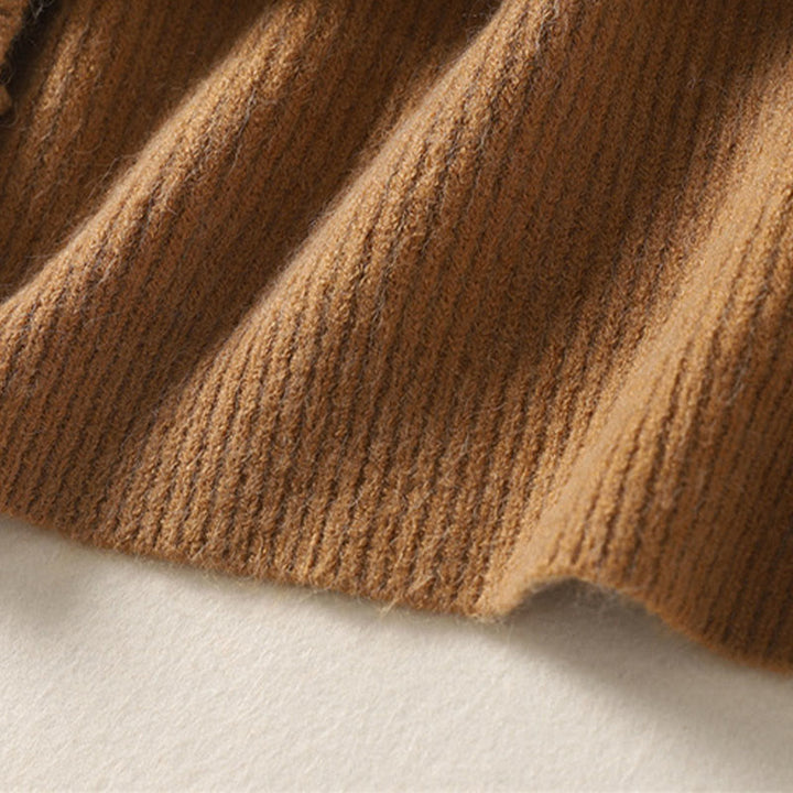 Cárdigan de punto de algodón de manga larga para mujer con cuello en V y botones de Buddha Stones para invierno - image 11