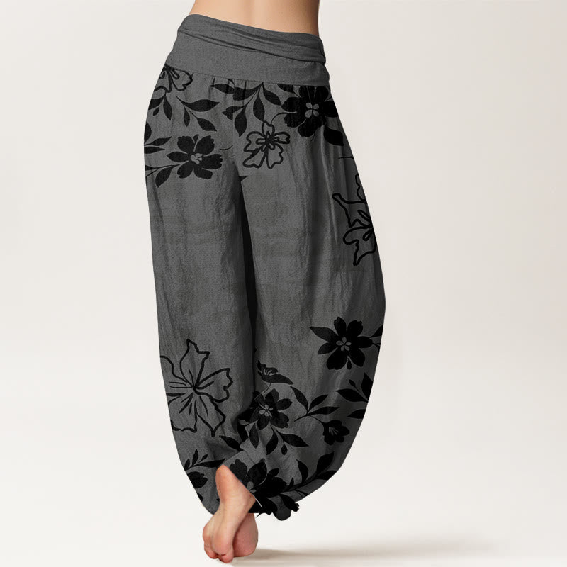 Pantalones Buddha Stones con estampado retro de flores y hojas para mujer, con cintura elástica - image 6