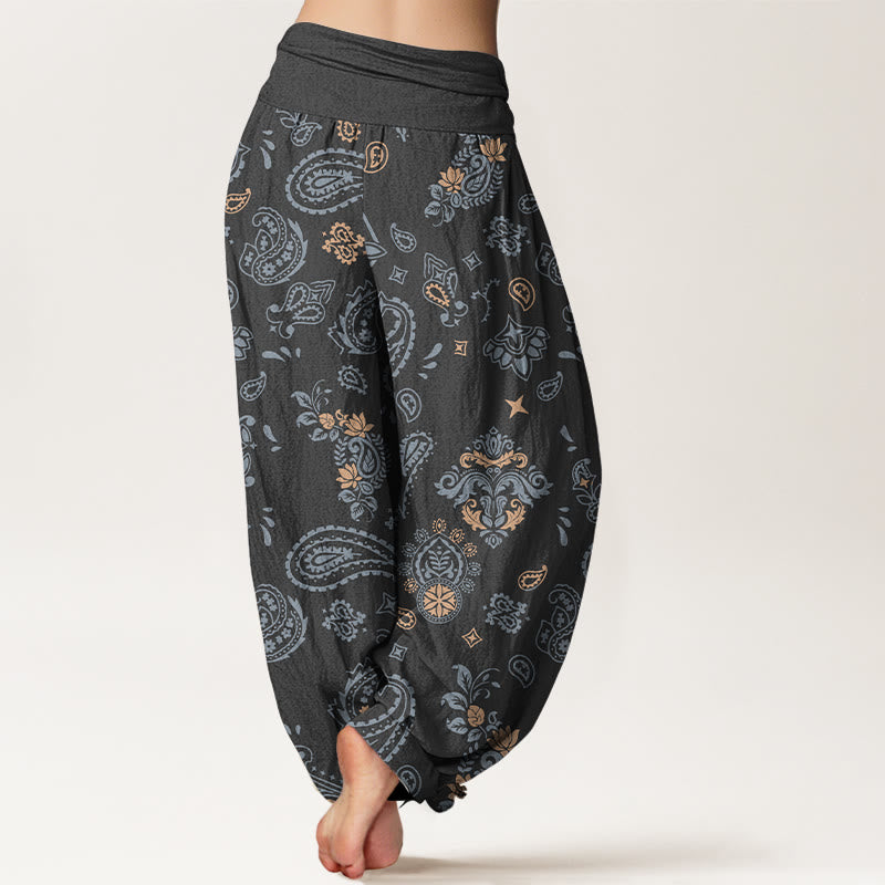 Pantalones harén de algodón con estampado vintage de cachemira y Buddha Stones para mujer con cintura elástica - image 6
