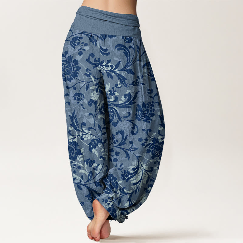 Pantalones harén de algodón con estampado floral de lujo y Buddha Stones para mujer, cintura elástica - image 9