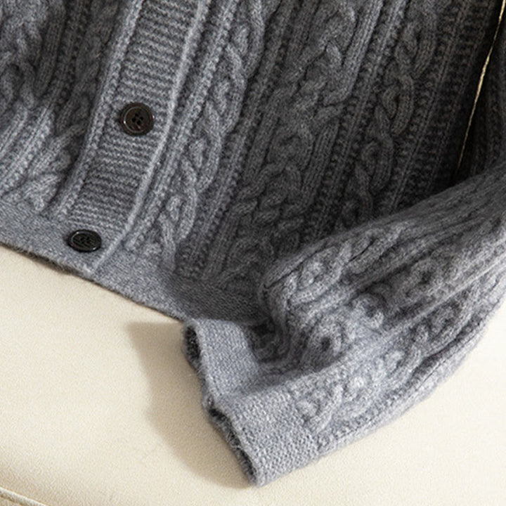 Cárdigan de punto de manga larga para mujer, de algodón, con diseño informal de botones retorcidos de Buddha Stones para invierno - image 26