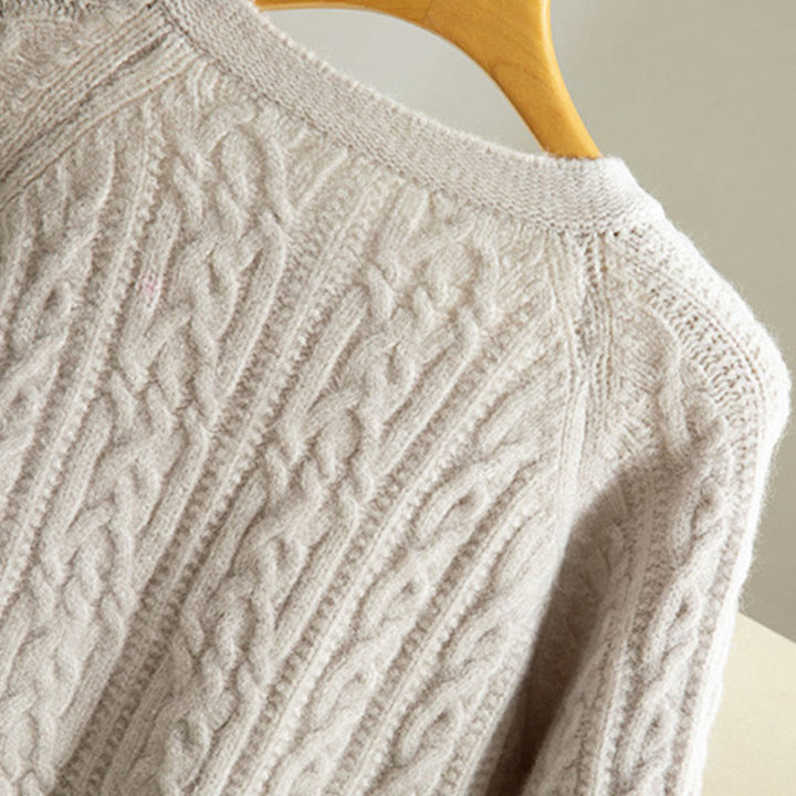 Cárdigan de punto de manga larga para mujer, de algodón, con diseño informal de botones retorcidos de Buddha Stones para invierno - image 36