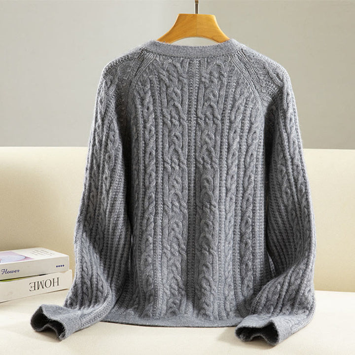 Cárdigan de punto de manga larga para mujer, de algodón, con diseño informal de botones retorcidos de Buddha Stones para invierno - image 17