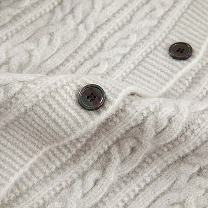 Cárdigan de punto de manga larga para mujer, de algodón, con diseño informal de botones retorcidos de Buddha Stones para invierno - image 43