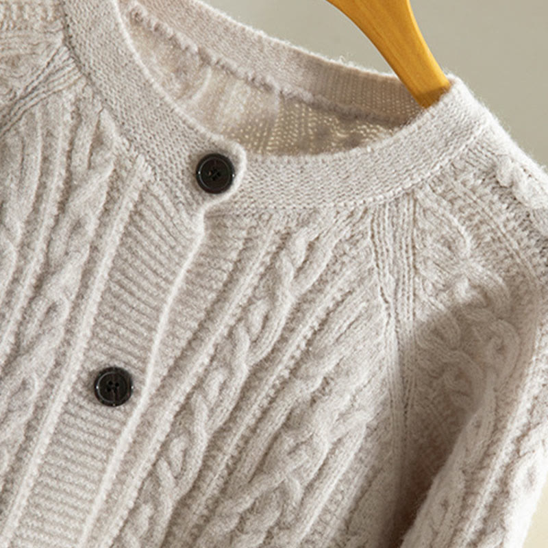 Cárdigan de punto de manga larga para mujer, de algodón, con diseño informal de botones retorcidos de Buddha Stones para invierno - image 34