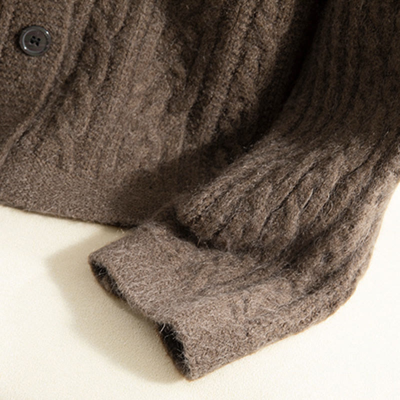 Cárdigan de punto de manga larga para mujer, de algodón, con diseño informal de botones retorcidos de Buddha Stones para invierno - image 9