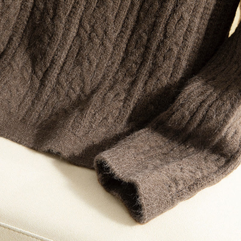 Cárdigan de punto de manga larga para mujer, de algodón, con diseño informal de botones retorcidos de Buddha Stones para invierno - image 10