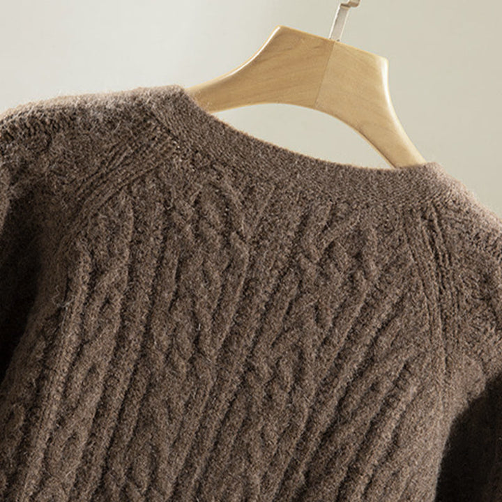 Cárdigan de punto de manga larga para mujer, de algodón, con diseño informal de botones retorcidos de Buddha Stones para invierno - image 5