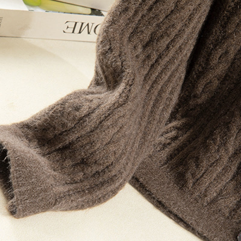 Cárdigan de punto de manga larga para mujer, de algodón, con diseño informal de botones retorcidos de Buddha Stones para invierno - image 8