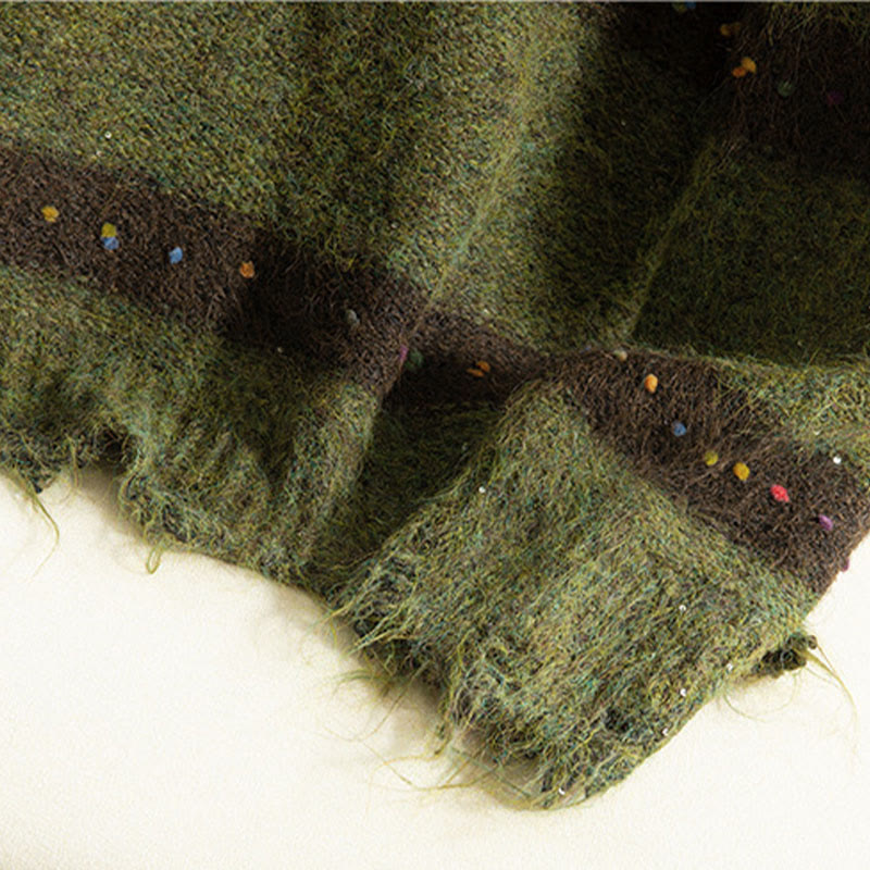Suéter de algodón para mujer, manga larga, cuello redondo y estampado de rayas invernales con Buddha Stones - image 12