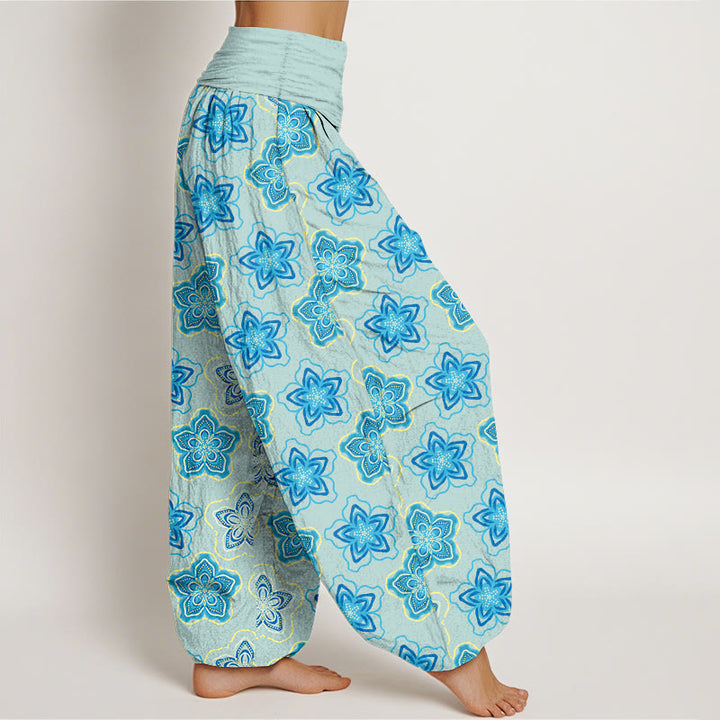 Pantalones Buddha Stones de algodón con diseño regular de flores de cinco pétalos y cintura elástica para mujer - image 2