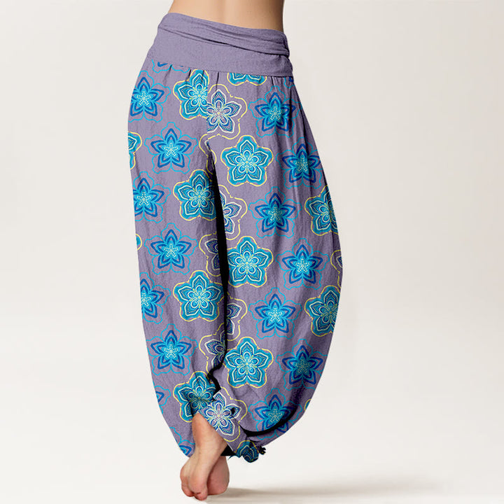 Pantalones Buddha Stones de algodón con diseño regular de flores de cinco pétalos y cintura elástica para mujer - image 9