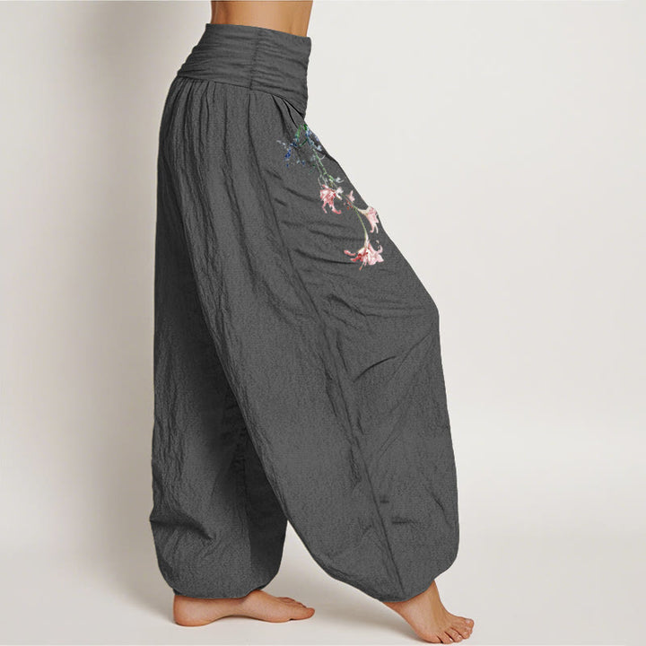 Pantalones Buddha Stones de algodón puro con estampado floral pastel sencillo para mujer, cintura elástica - image 10