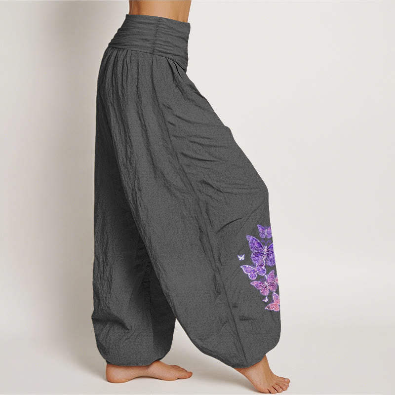 Pantalones Buddha Stones de algodón puro con estampado de mariposas pastel y cintura elástica para mujer - image 2