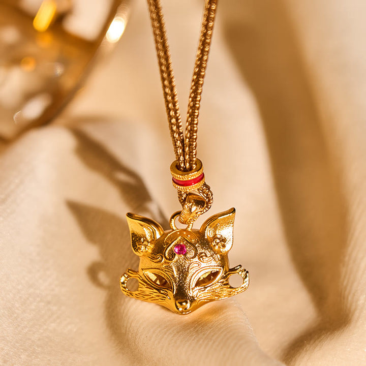 Colgante de cuerda con textura de zorro y latón chapado en oro de 24 Buddha Stones - image 3