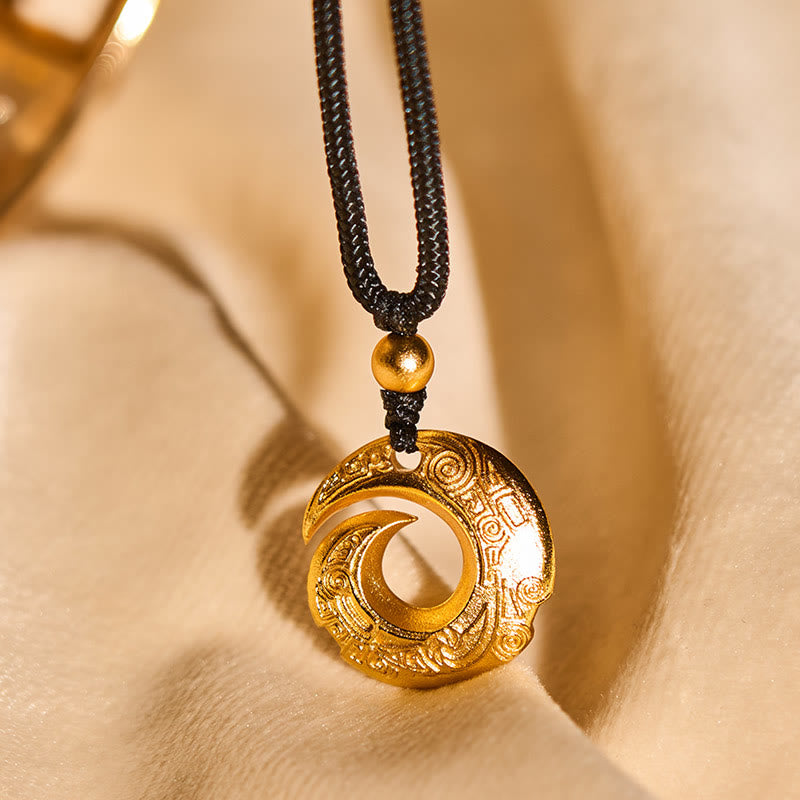 Collar con colgante de cuerda negra con Buddha Stones , chapado en oro de 24 quilates, hebilla de la paz y cuerda auspiciosa. - image 3
