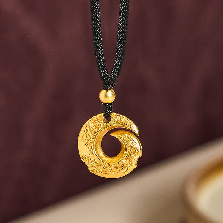 Collar con colgante de cuerda negra con Buddha Stones , chapado en oro de 24 quilates, hebilla de la paz y cuerda auspiciosa. - image 2