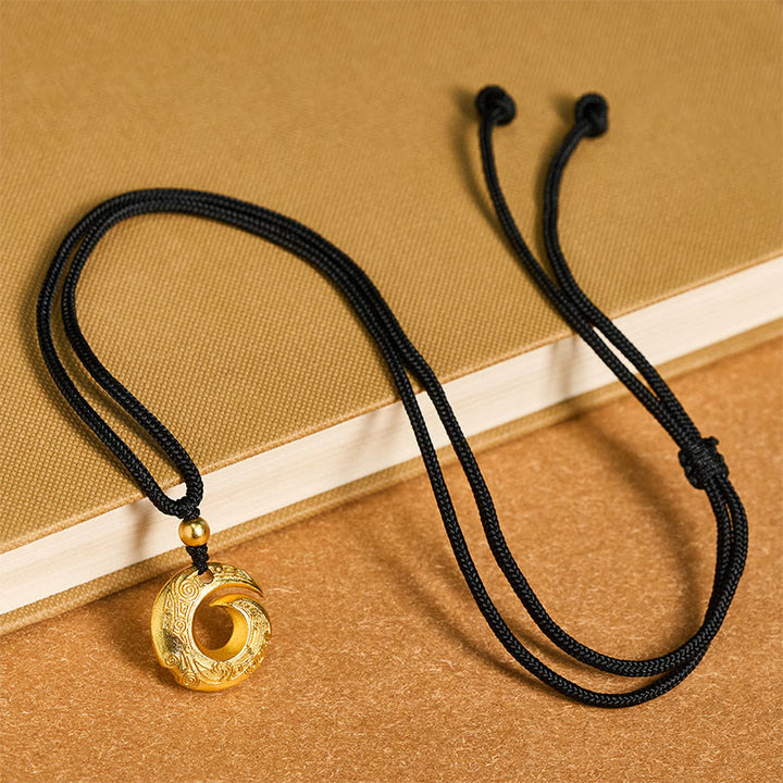 Collar con colgante de cuerda negra con Buddha Stones , chapado en oro de 24 quilates, hebilla de la paz y cuerda auspiciosa. - image 4