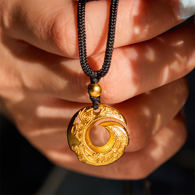 Collar con colgante de cuerda negra con Buddha Stones , chapado en oro de 24 quilates, hebilla de la paz y cuerda auspiciosa. - image 6