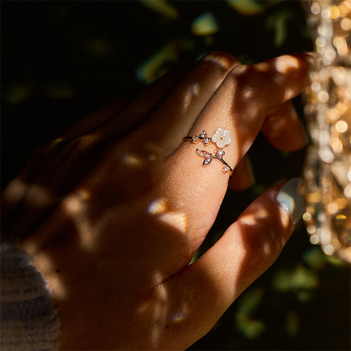 Anillo de cobre curativo ajustable con diseño de flor blanca y Buddha Stones - image 9