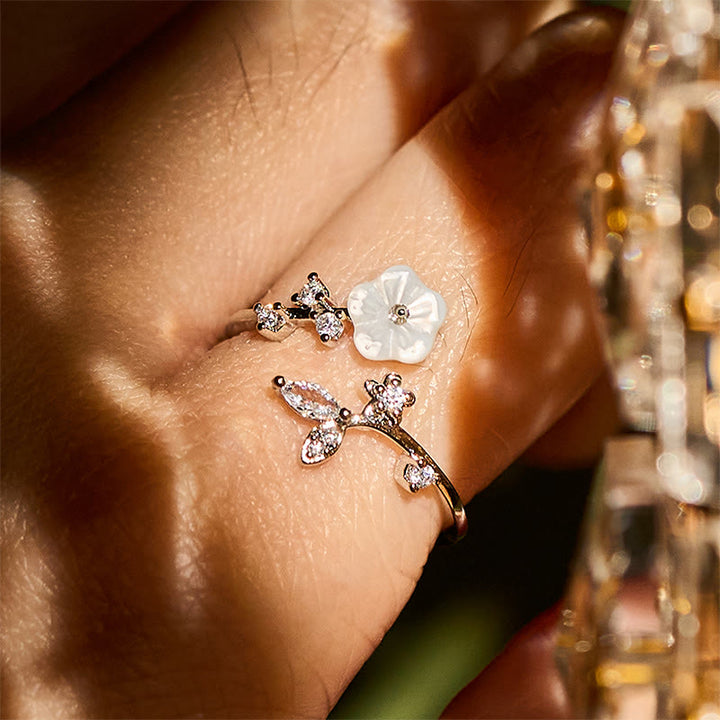 Anillo de cobre curativo ajustable con diseño de flor blanca y Buddha Stones - image 18