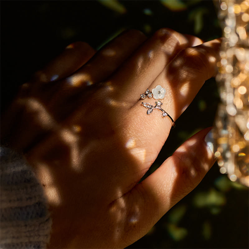 Anillo de cobre curativo ajustable con diseño de flor blanca y Buddha Stones - image 21