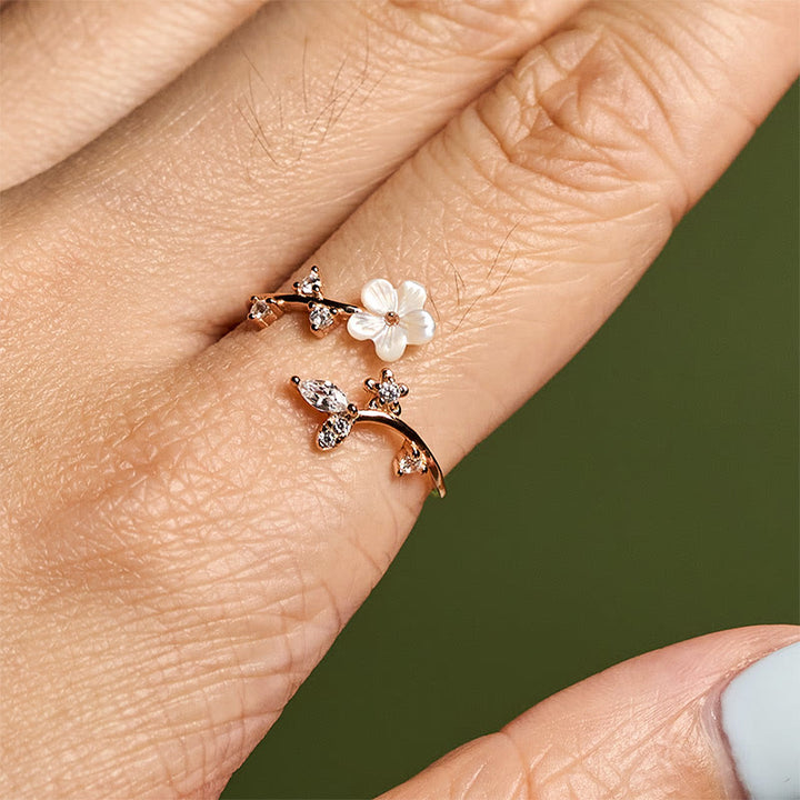 Anillo de bendición ajustable con diseño de flor blanca y Buddha Stones en plata de ley 925 - image 4