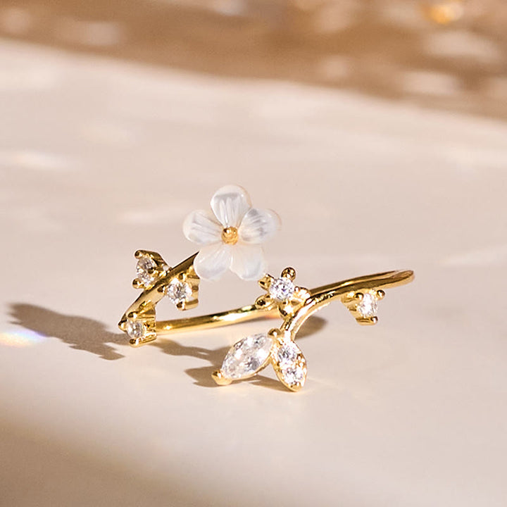 Anillo de bendición ajustable con diseño de flor blanca y Buddha Stones en plata de ley 925 - Oro - image 17