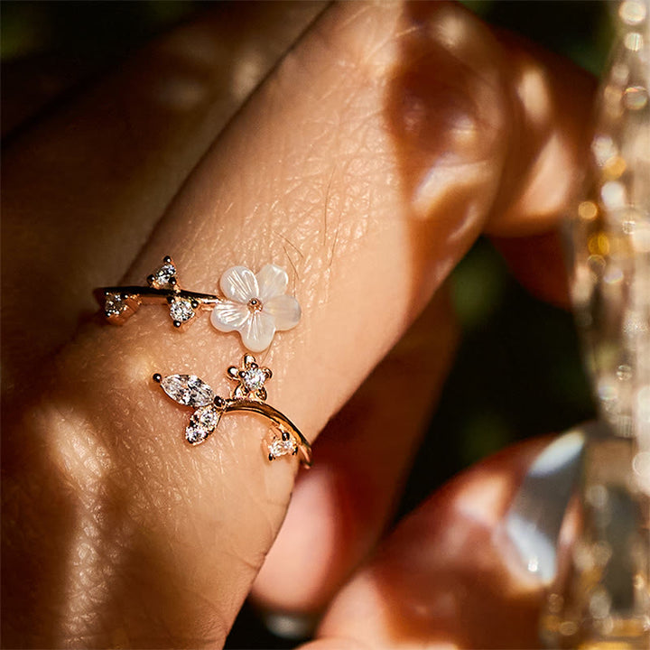 Anillo de bendición ajustable con diseño de flor blanca y Buddha Stones en plata de ley 925 - image 6