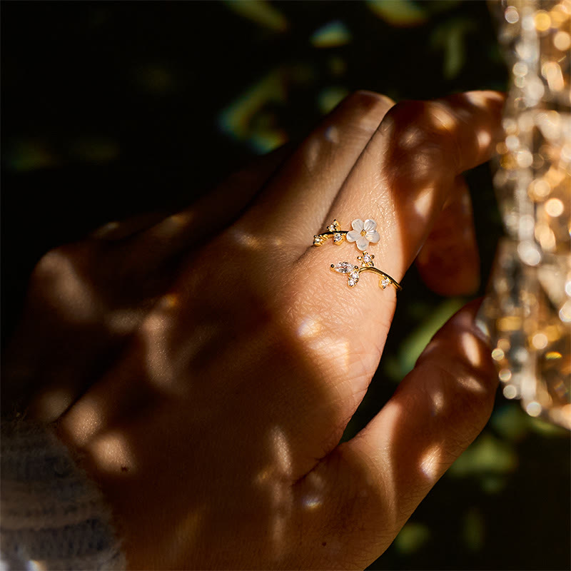 Anillo de bendición ajustable con diseño de flor blanca y Buddha Stones en plata de ley 925 - image 24