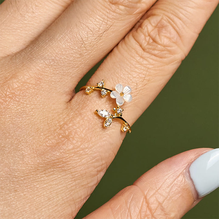 Anillo de bendición ajustable con diseño de flor blanca y Buddha Stones en plata de ley 925 - image 21