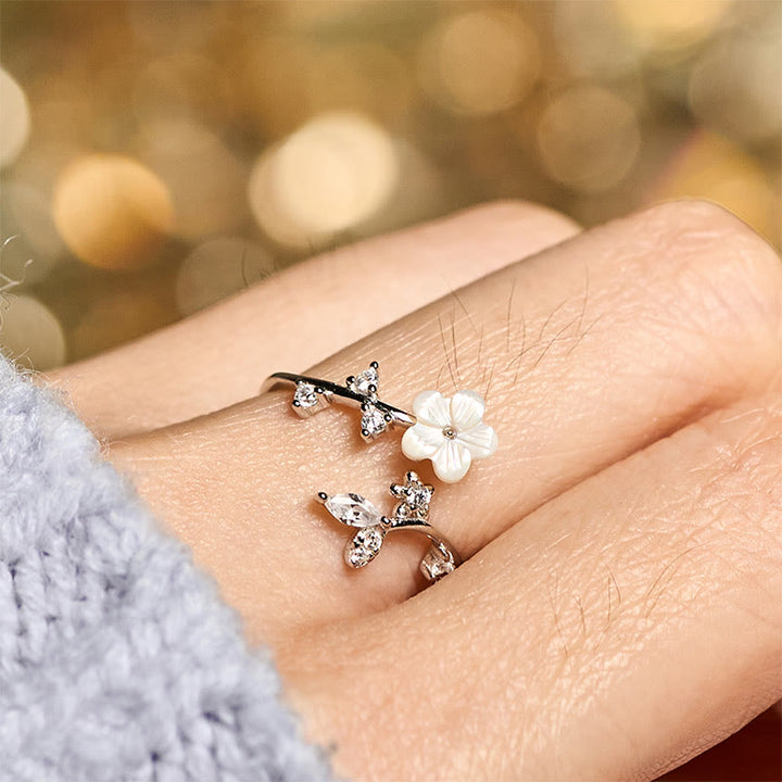 Anillo de bendición ajustable con diseño de flor blanca y Buddha Stones en plata de ley 925 - image 13